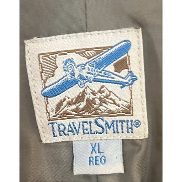 TravelSmith Khaki Safari Travel Polyester Blend Jacket Blazer, Size XL Pockets. - Picture 3 of 12
